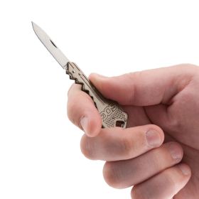 SOG Folding Key Knife 1.5" Drop Point Blade Stainless Steel Body