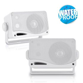 Pyle Marine 2-Way Box Speakers with 3.5â€ Woofer (White)