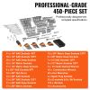 Mechanics Tool Set and Socket Set, 1/4" 3/8" 1/2" Drive Deep and Standard Sockets, 450 Pcs SAE and Metric Mechanic Tool Kit with Bits, Hex Wrenches