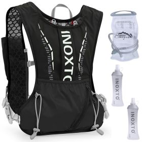 1Pc Sport Hydration Vest Running Backpack With 15oz 50oz Water Bladder Adjustable Strap Storage Bag For Trail Running Marathon Race Hiking (Option: Black)