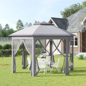 11' x 13' Pop Up Gazebo Canopy Tent with Zippered Sidewalls and Carrying Bag (Option: Gray-1195x275x275 mm)